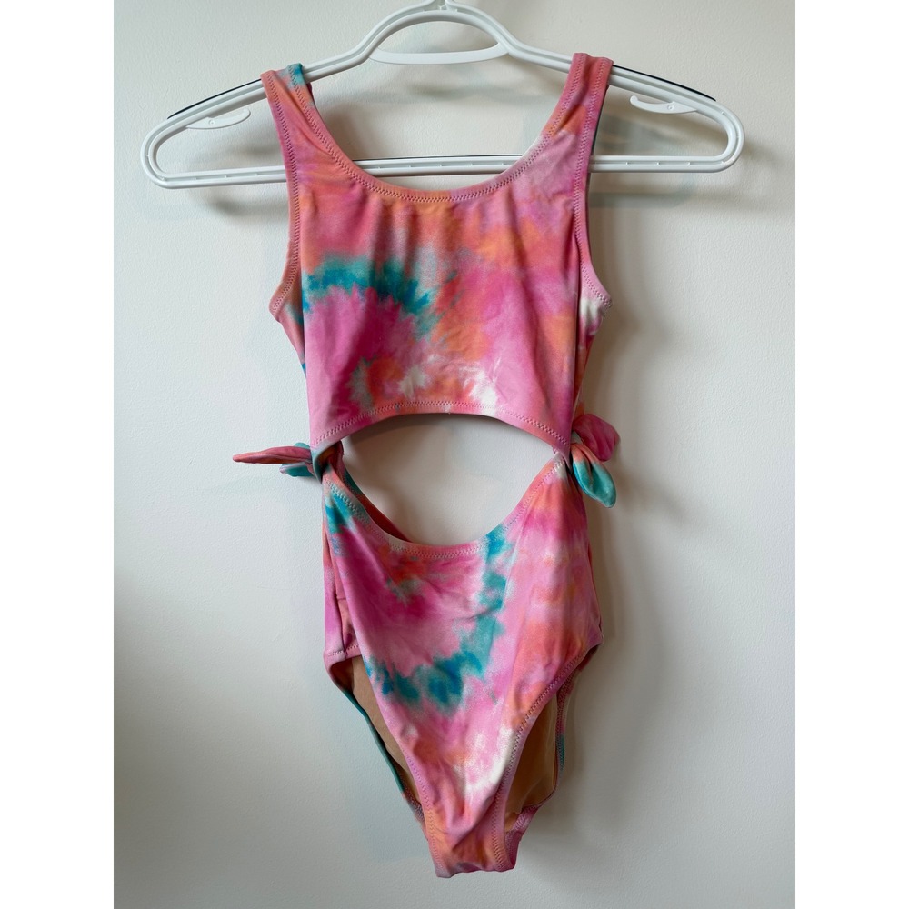 Crewcuts Girls Tie Dye Cutout One Piece Swimsuit Pink Blue Size 8 J.Crew